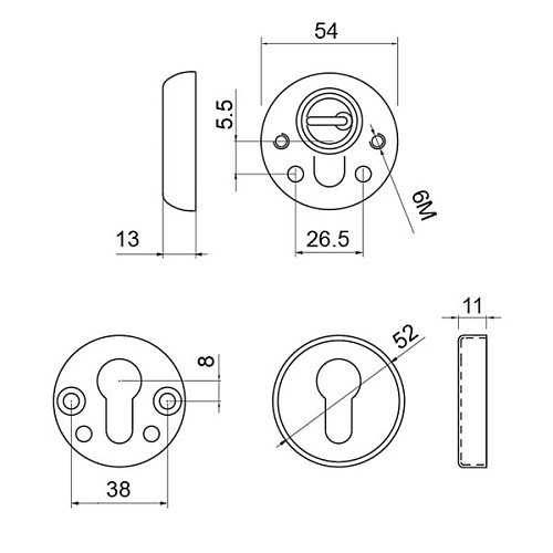 Протектор DISEC BD54 DIN ROUND 13мм нержавіюча сталь матова - Фото №6