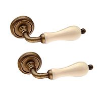 Ручки на розетте FADEX Perugia 461V B02 бронза матовая/бежевая керамика