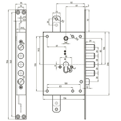 Механізм замка CR 7051 G-01 DIST (BS64*85мм) перископічна фіксація - Фото №3