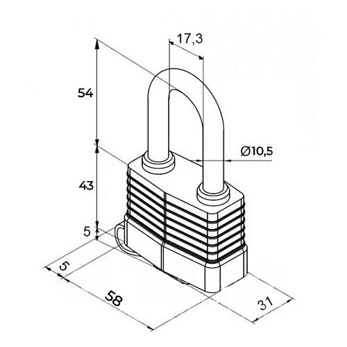 Навесной замок GERDA KSM 55AH65 MODUS AQUA (3 ключа) - Фото №5