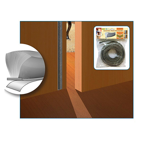 Щетка уплотнительная VALCOMP противопылевая 6,9х12 мм 5,5 м самоклеющаяся серая - Фото №2