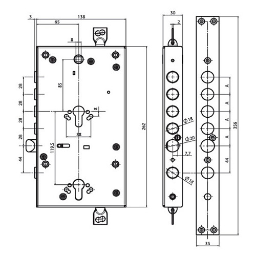 Механізм замка MUL-T-LOCK CEM30328 Двосистемний (BS65*85мм) хром полірований  без зв.планки - Фото №7