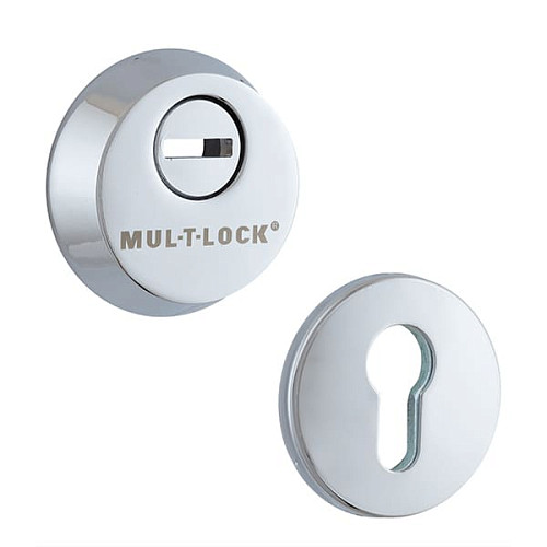 Механизм замка MUL-T-LOCK 415G двухсистемный (BS63 * 85мм) хром полиров. комплект + 2 протектора хром полированый - Фото №8