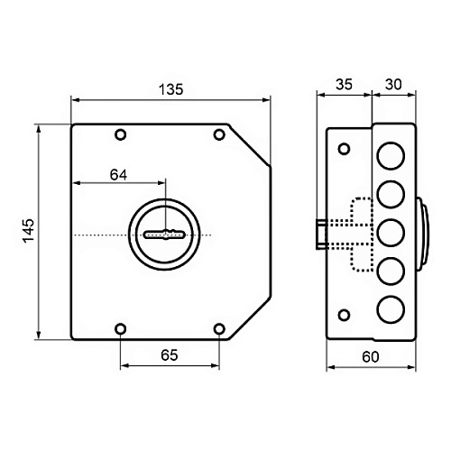 Замок накладний SHERLOCK 06.51-K65 (BS64мм) 5 ключів - Фото №6