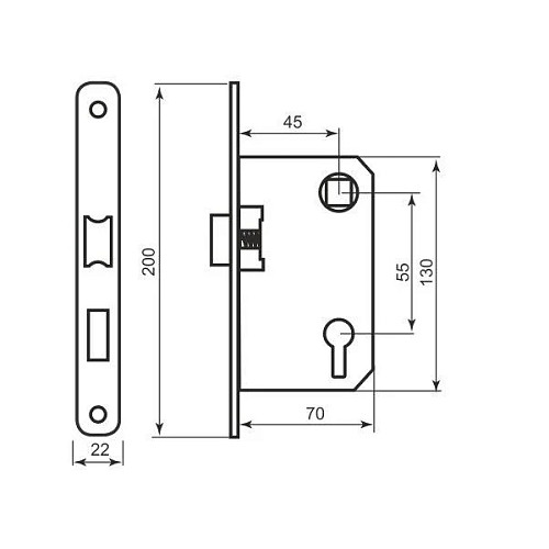 Механізм замка BRUNO 968-45 (BS45*55мм) AB антична бронза - Фото №2