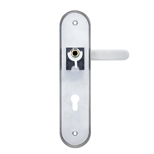 Ручки на планке с протектором ROSTEX Solid-Pro + F 90мм фиксированная-нажимная нержавеющая сталь матовая - Фото №3