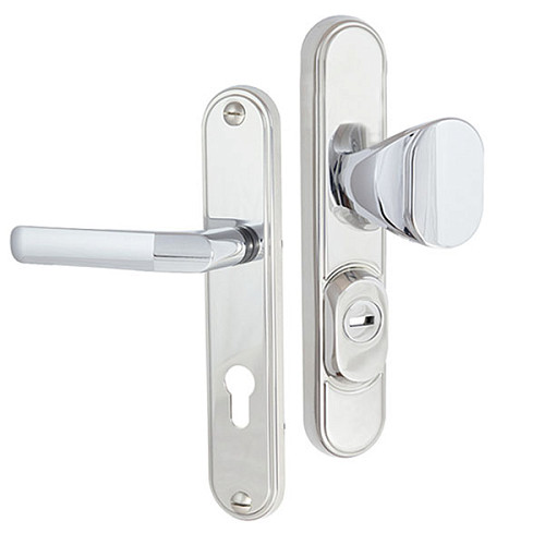 Ручки на планке с протектором ROSTEX Decor R 72мм (40-45мм) фиксированная-нажимная хром полированный - Фото №1