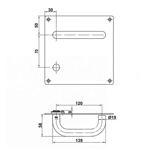 Ручка на пластине AMIG "С" 3СW70 180х180 мм (комплект) нержавеющая сталь - Фото №2