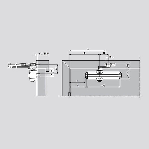 Дотягувач DORMA TS Compakt EN2/3/4 STD HO стандартна тяга з фіксацією до 80кг Сірий - Фото №4
