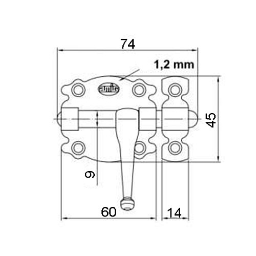 Засов для двери AMIG мод.484 60х45 мм черный - Фото №2