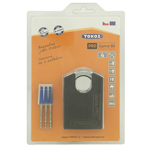 Замок навесной TOKOZ Gama CS PRO 60 (24 мм, 3 ключа) черный - Фото №6