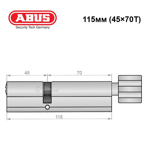 Цилиндр ABUS X12R 115T (45*70T) никель сатин - Фото №6
