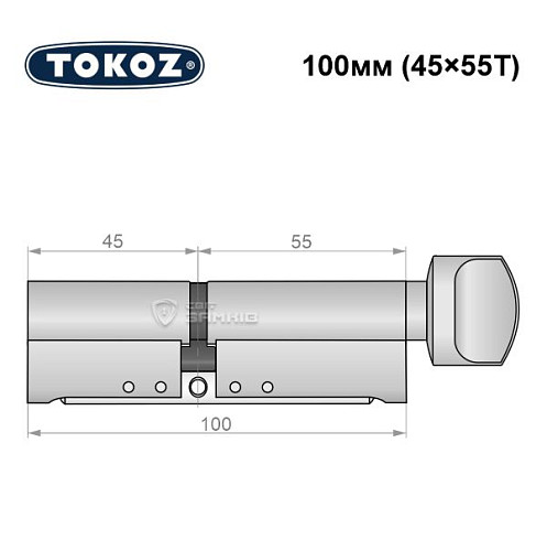 Циліндр TOKOZ Pro300 100T (45*55T) нікель матовий - Фото №8