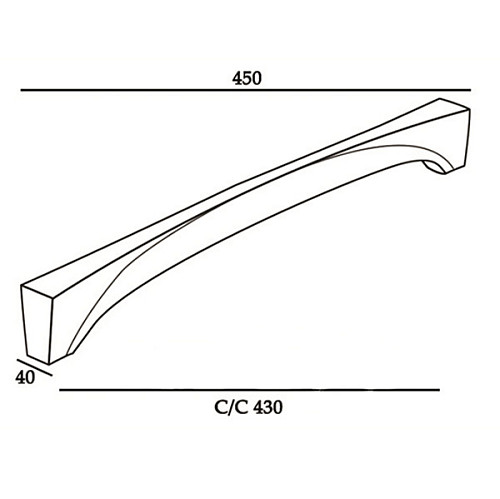 Ручка скоба ORO&ORO L04 45cm/43cm (половинка) SN сатин - Фото №3