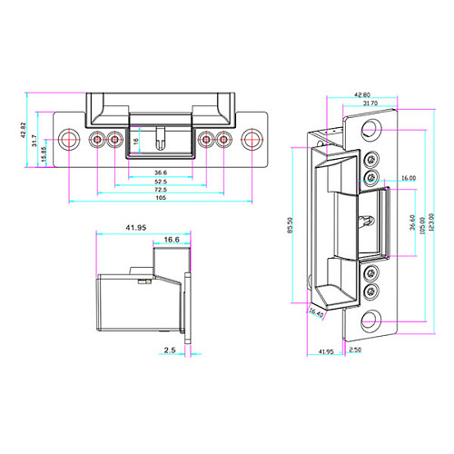 Электрозащелка YLI YS-136NO-S НО (без питания открыта) - Фото №4