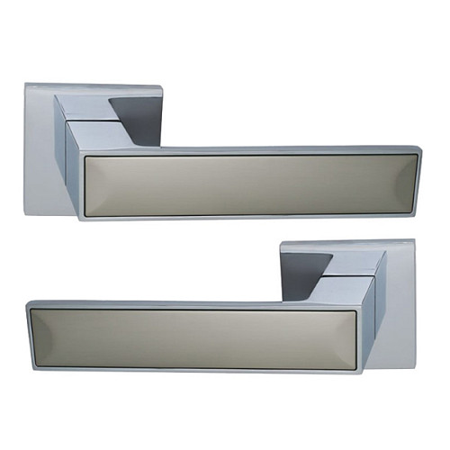 Ручки на розетте GENRICH R77.225 MSN/CP никель матовый/хром - Фото №1