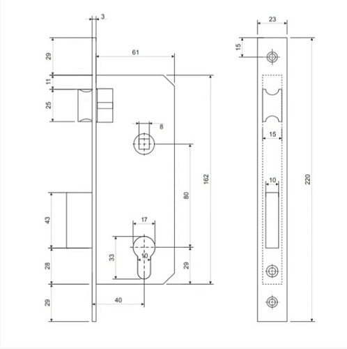 Комплект замка APECS 1323/60-AL (BS40*80мм) G золото - Фото №3