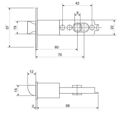 Ручка защелка APECS 891-03 (BS60/70мм) CRM хром матовый - Фото №2