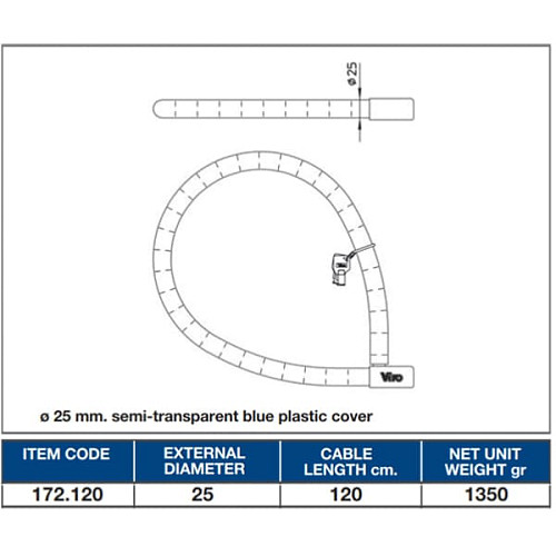 Замок для велосипеда VIRO Moto Serpis з тросом 150см 2 ключа - Фото №6