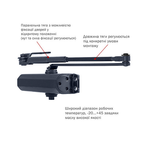 Дотягувач RYOBI DS-1554P PRL HO з фіксацією до 60кг Сірий антрацит - Фото №4