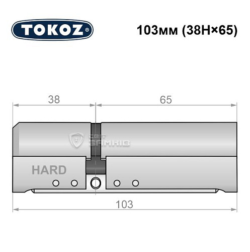 Циліндр TOKOZ Pro400 103 (38H*65) (H - гартована сторона) нікель матовий - Фото №8