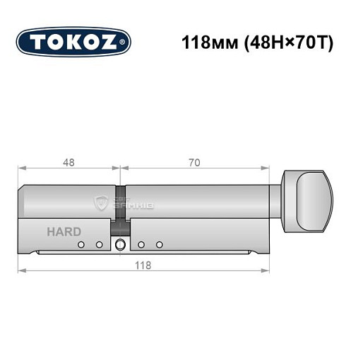 Циліндр TOKOZ Pro400 118T (48H*70T) (H - гартована сторона) нікель матовий - Фото №8