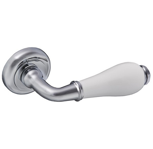 Ручки на розеті GAVROCHE Hydrargyrum HG-Z8 CP/White хром/біла емаль - Фото №4