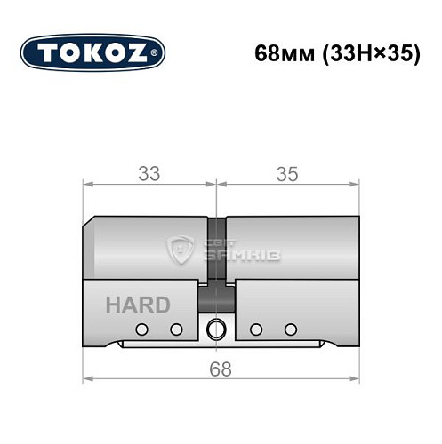Циліндр TOKOZ Pro400 68 (33H*35) (H - гартована сторона) нікель матовий - Фото №8