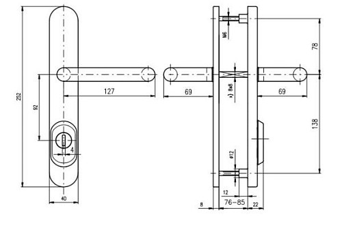 Ручки на планке с протектором ROSTEX Bravo RX-40 92мм (76-85мм) нержавеющая сталь матовая - Фото №4