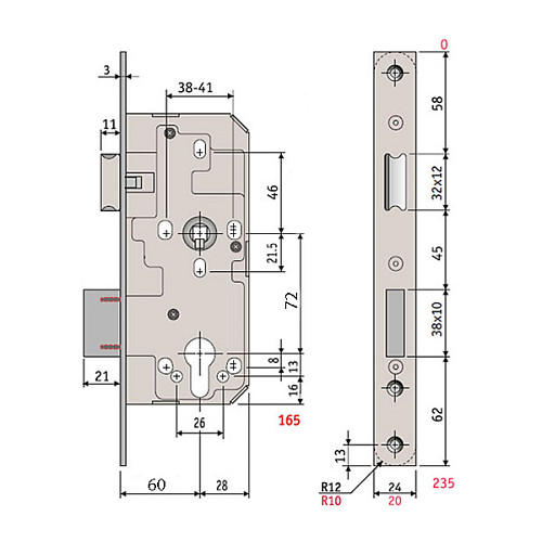 Механізм замка SANTOS 772 (BS60*72мм) матова латунь - Фото №7