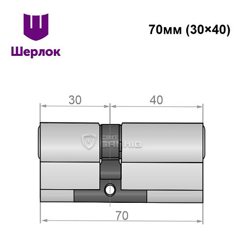 Циліндр SHERLOCK HK 70 (30*40) нікель сатин - Фото №5