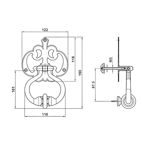Дверной молоток BAROCCO mod.1 черный - Фото №2