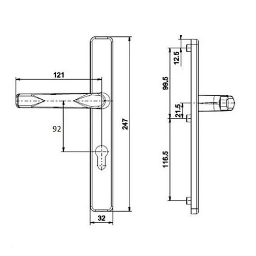Ручки на планці із протектором GU 92/32 247мм коричневий - Фото №2