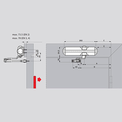 Дотягувач DORMA TS68 EN2/3/4 STD HO стандартна тяга з фіксацією до 80кг Сірий - Фото №4