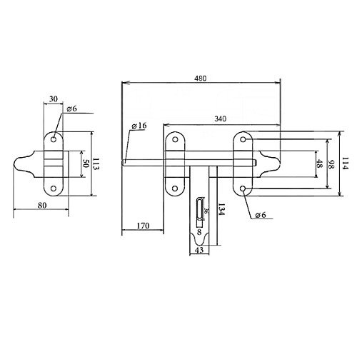Засов для калитки большой 480 мм - Фото №2