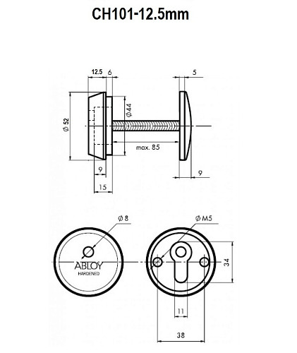 Протектор ABLOY CH101 12,5мм 40-80мм нержавіюча сталь матова - Фото №5