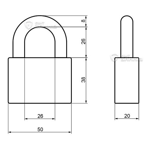 Замок навісний HORST HR-B1-50E (3 ключа) - Фото №6
