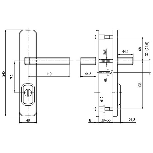 Ручки на планці з протектором ROSTEX Astra R 72мм (38-55мм) нержавіюча сталь матова - Фото №7