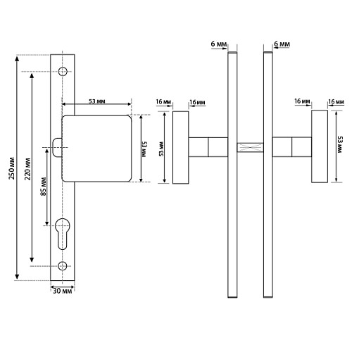 Ручки на планці ABARO Monaco FF фіксована-фіксована нержавіюча сталь - Фото №3