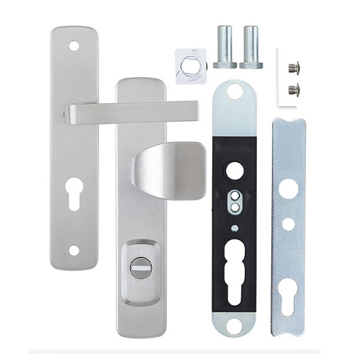 Ручки на планке с протектором ROSTEX Astra R 90мм (38-55мм) фиксированная-нажимная нерж. сталь матовая - Фото №6