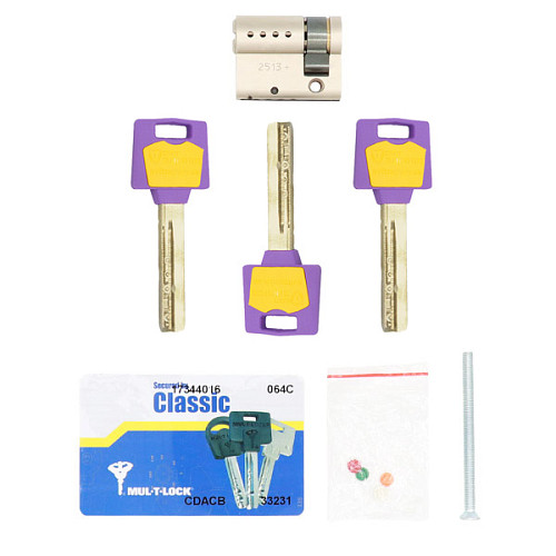 Циліндр половинка MUL-T-LOCK MTL400/ClassicPRO 49,5 (40*9,5) нікель сатин 3 ключа - Фото №4