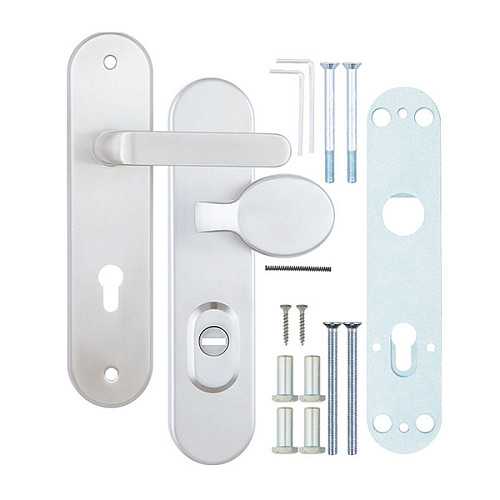 Ручки на планке с протектором ROSTEX Solid-Pro + F 90мм фиксированная-нажимная нержавеющая сталь матовая - Фото №6