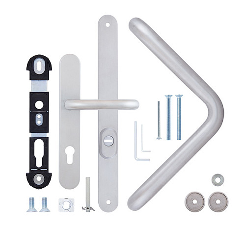 Ручка скоба ROSTEX V 390 фіксована-нажимна 85 (комплект) нержавіюча сталь матова - Фото №7