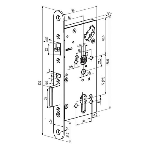 Електромеханічний замок ABLOY EL 560 (BS55*72мм) з функцією антипаніки - Фото №9