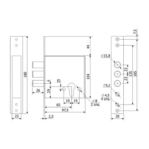 Механизм замка ГАРДИАН 32.01 (BS67,5мм) - Фото №6