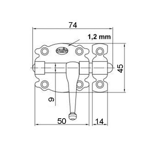 Засов для дверей AMIG мод.484 50х45 мм антик - Фото №2