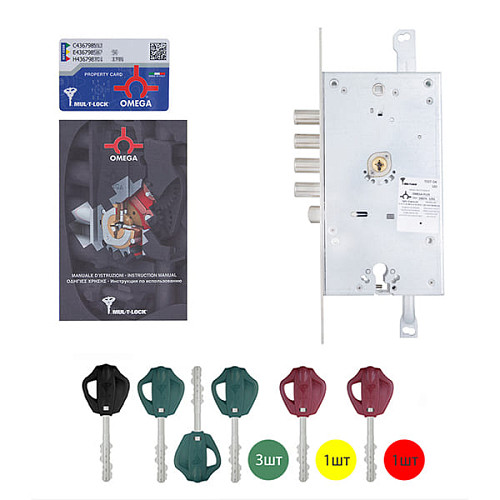 Механізм замка MUL-T-LOCK Omega OFMPB30328L/metal VIP/3in1 Двосистемний (BS65*85мм) хром без зв.план - Фото №7