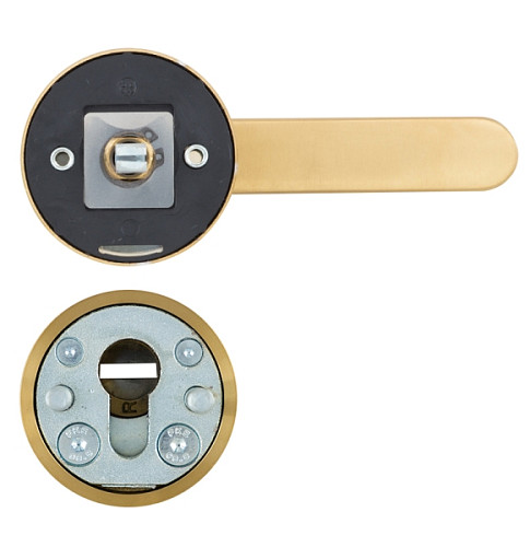 Ручки на розеті з протектором ROSTEX Rotondum нержавіюча сталь матова титан PVD - Фото №2