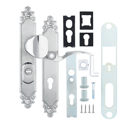 Ручки на планці з протектором ROSTEX Ozdobna R 85мм (40-45мм) фіксована-натискн хром матовий (права) - Фото №6