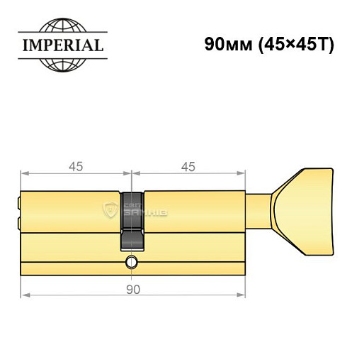 Циліндр IMPERIAL латунь 90T (45*45T) полірована латунь - Фото №5